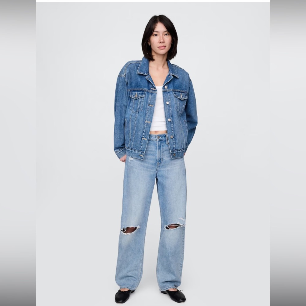 🐬 Gap Barrel High Rise Blue Distressed Jeans - Picture 9 of 11